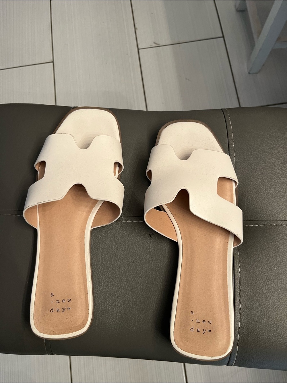 a new day Cream Cutout Slide Sandals